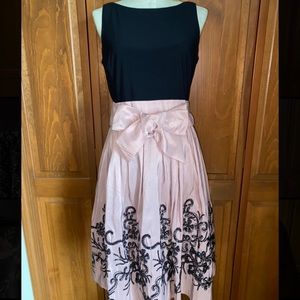 Pale Pink Satin Bow Sash Dress